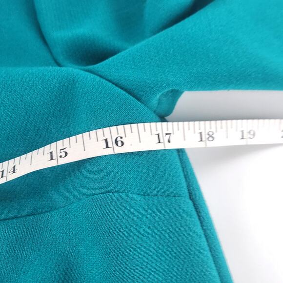Ann Taylor Shift Sheath Dress Size 2 Teal Green 3/4 Sleeve Zipper Accent Classic - Picture 9 of 10